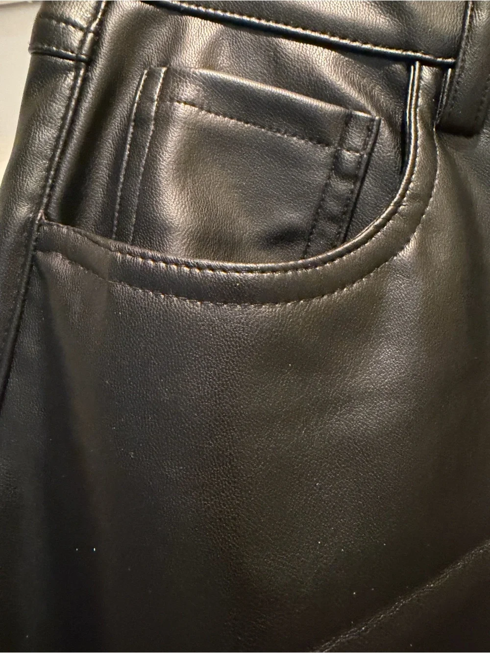 Zara Black Faux Leather Straight Pants